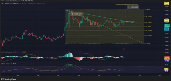 Цена XRP формирует бывшую модель. За последние дни возможен рост на 37%